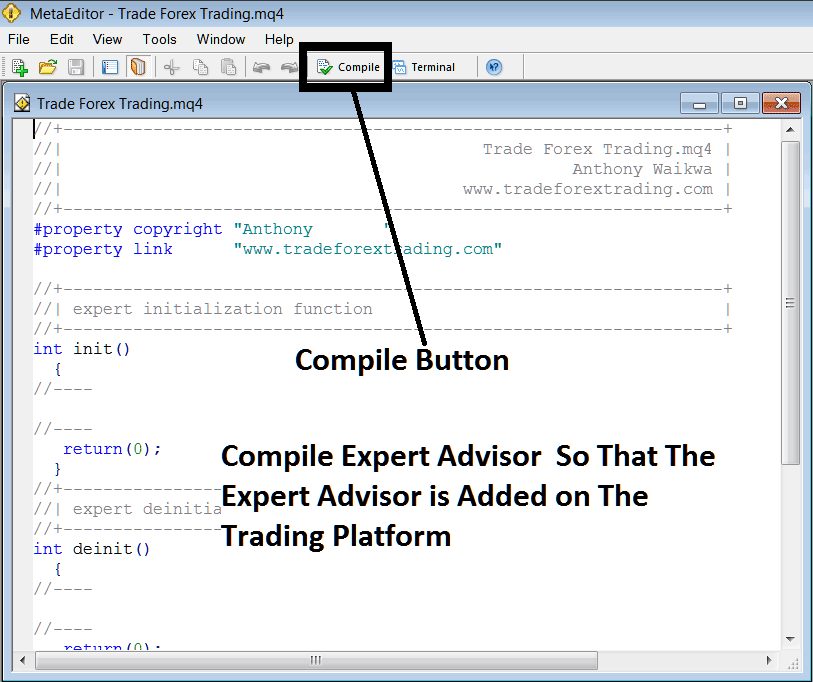 Compile The CFD Expert Advisor Program on MT4 MetaEditor Language - How Do You Interpret and Activate a CFD EA in Trading Charts?