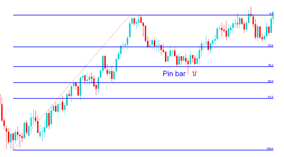 Pin Bar CFD Price Action Combined with CFDs Fibonacci Retracement Levels