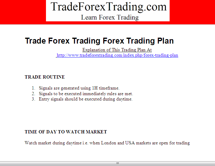 Example of a Written Forex Trading Schedule