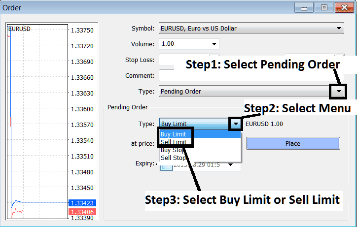 Buy Limit XAUUSD Pending Order and Sell Limit XAUUSD Pending Order - How to Set Limit XAUUSD Trading Pending Orders