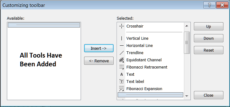 Customize and Adding All Tools to the Line Studies Toolbar on MetaTrader 4 - Customizing XAU/USD Trading Line Studies Toolbar Menu on MT4