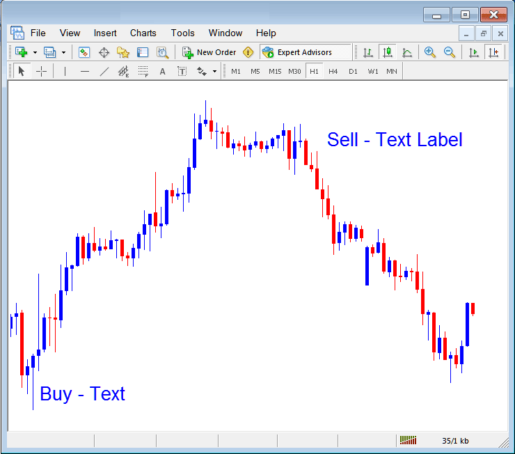 How to Place Text and Text Label on Gold Chart in MT4