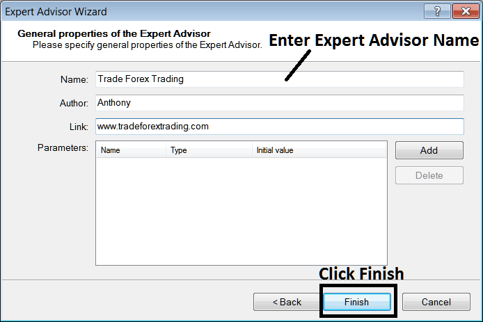 Enter Name of New EA Before Adding it to MetaTrader 4 - How to Add Expert Advisors in MT4 - EA for EA Bots