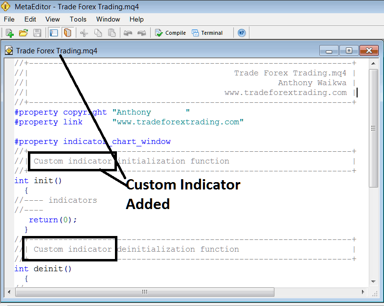 Indices MetaTrader 4 Custom Indicators - MT4 Platform MetaEditor Window Tutorial PDF