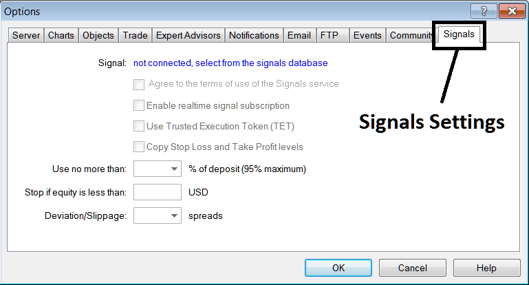 Signal Setting - How to Setup MQL5 Forex Signals on MetaTrader 4