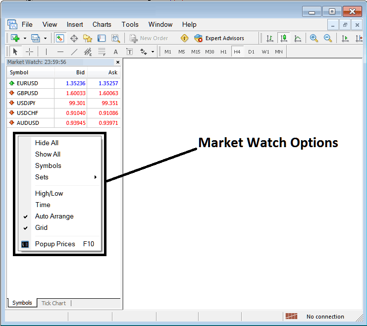 How to Show or Hide Currency Pairs on MT4 Market Watch Window - How Do I Use MT4 Market Watch Window PDF?