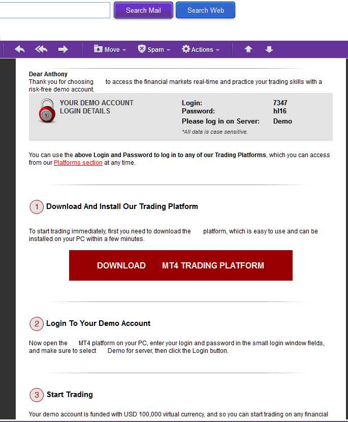 Practice Account Registration E-Mail Confirmation - Open MT5 Demo Account