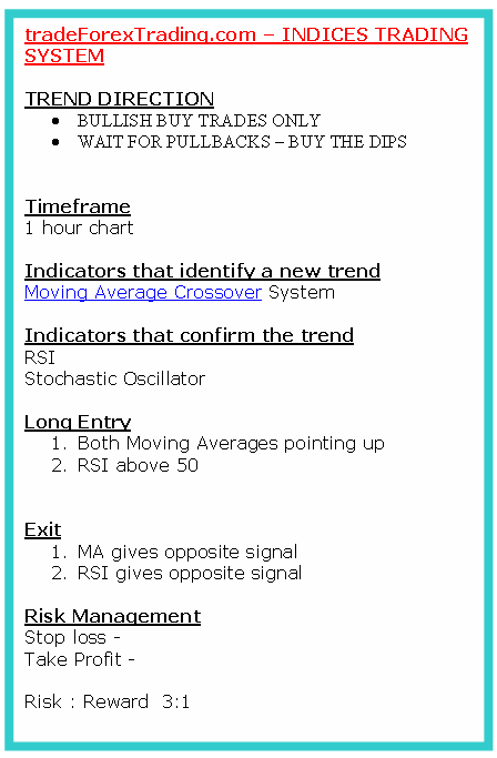 Trading Plan Stock Indices One Page Stock Indices Plan - How Do You Create a Plan?