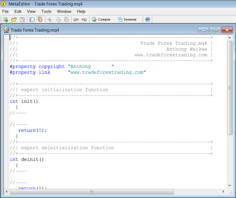 MetaEditor Programming for EA on MT4 Software - Stocks Activate a Robot